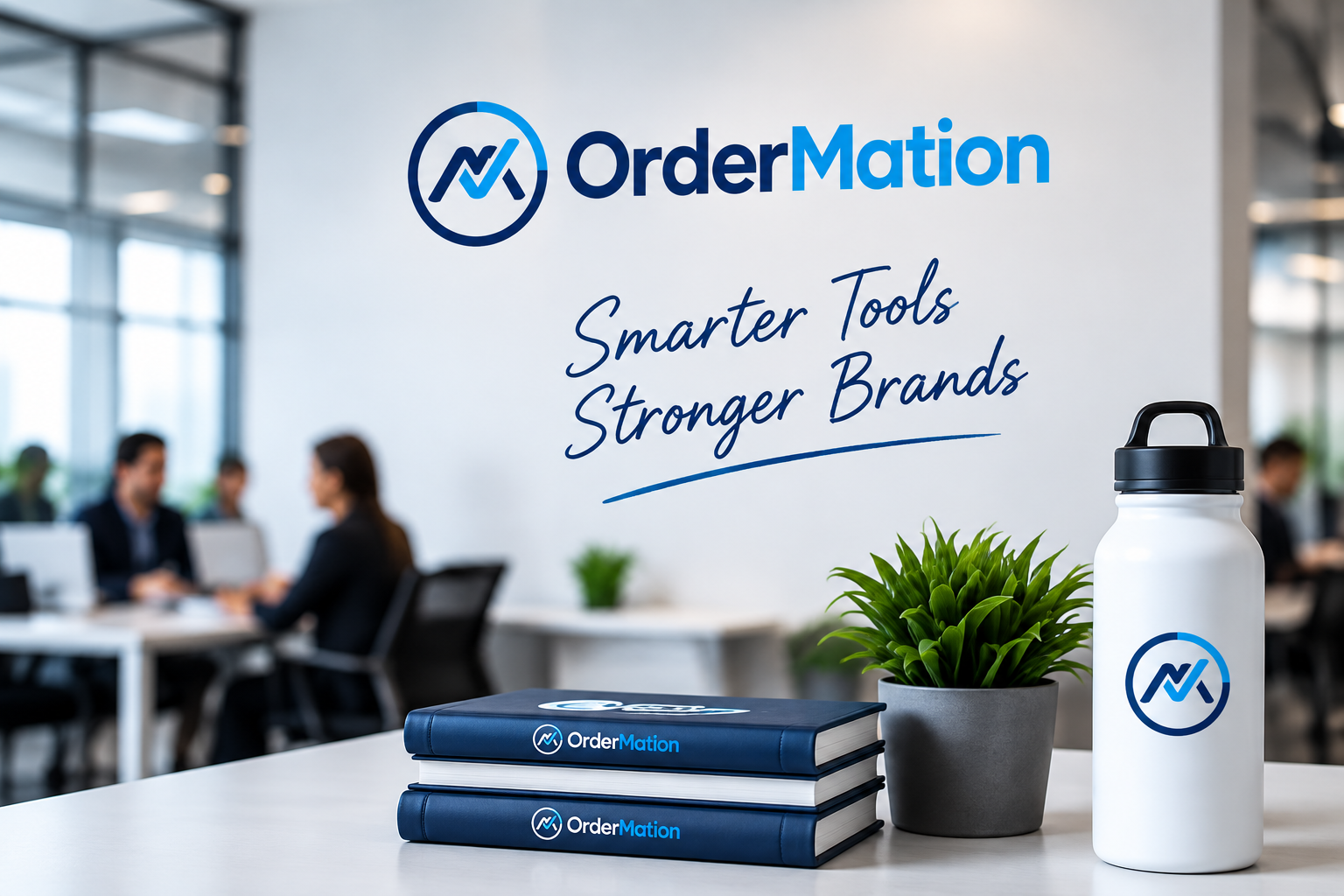 OrderMation team and promotional merchandise